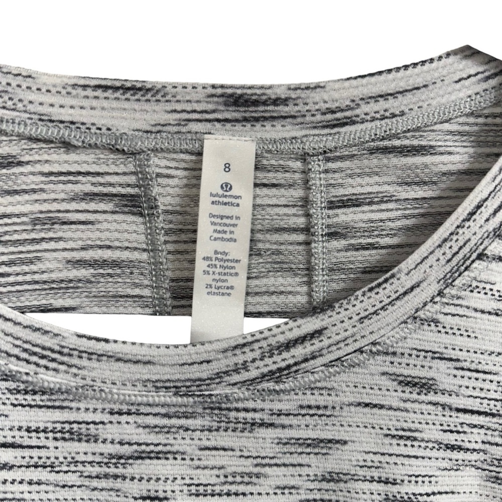 Lululemon Meant To Move Tee Tiger Space Dye Black White Size 8 - Picture 5 of 6